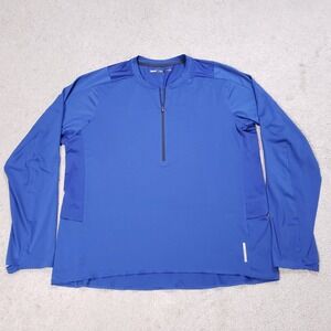 REI Co-op Shirt Mens XL Blue On The Trail Run Half-Zip L/S Popover Running